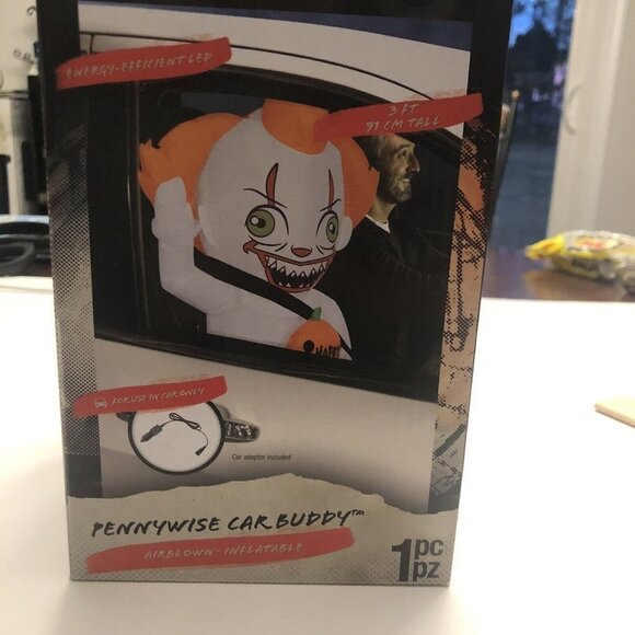 Pennywise Car Buddy Inflatable 3 ft Halloween IT Chapter 2 New In Box Scary - Picture 2 of 6